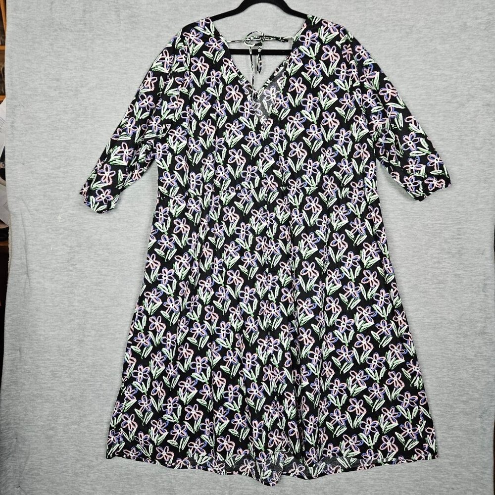 Studio Untold Women's Tie back V-neck Floral Print Long Sleeve Dress Sz 20/22